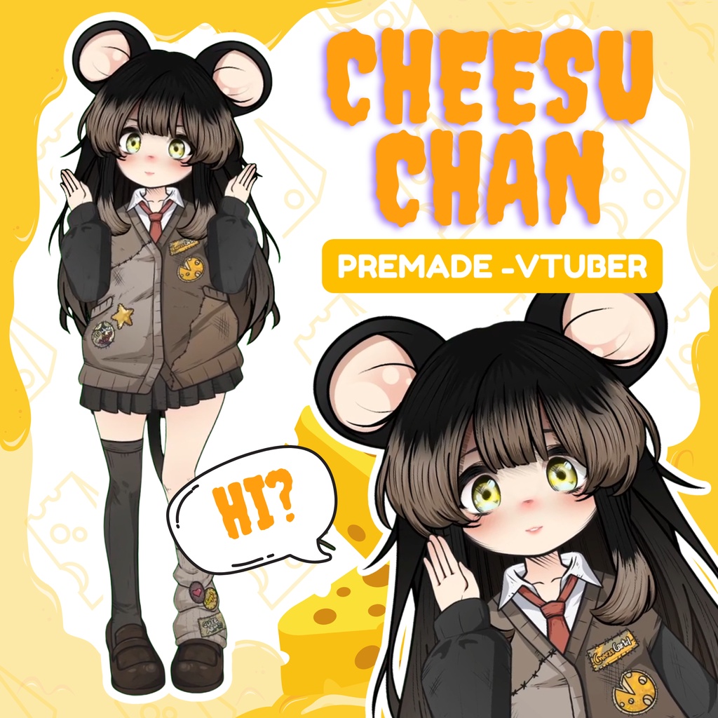 【Live2Dモデル】Cheesu Chan 🐭 | Mouse Girl Premade VTuber Model | Customisable | VTube Studio