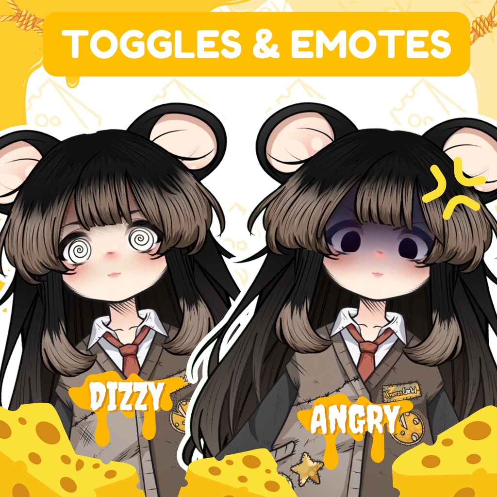 【Live2Dモデル】Cheesu Chan 🐭 | Mouse Girl Premade VTuber Model | Customisable | VTube Studio