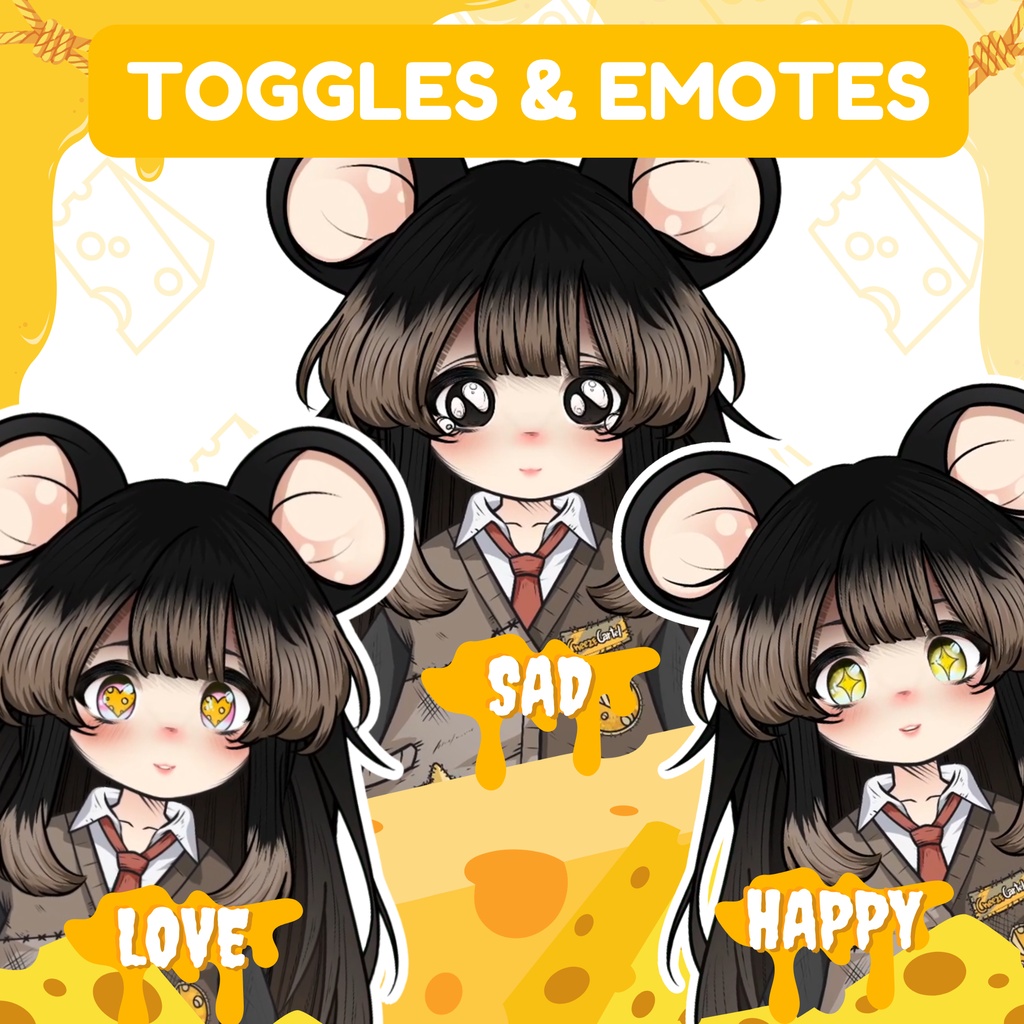 【Live2Dモデル】Cheesu Chan 🐭 | Mouse Girl Premade VTuber Model | Customisable | VTube Studio