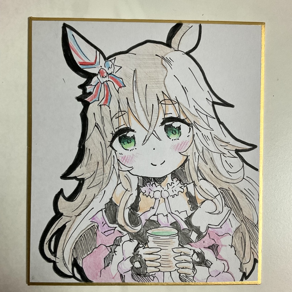ウマ娘　ワンダーアキュート　手描きイラスト色紙