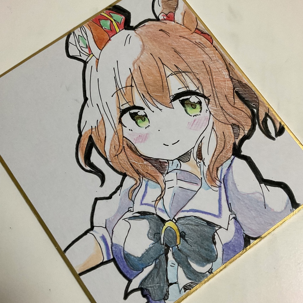 ウマ娘　アストンマーチャン　手描きイラスト色紙