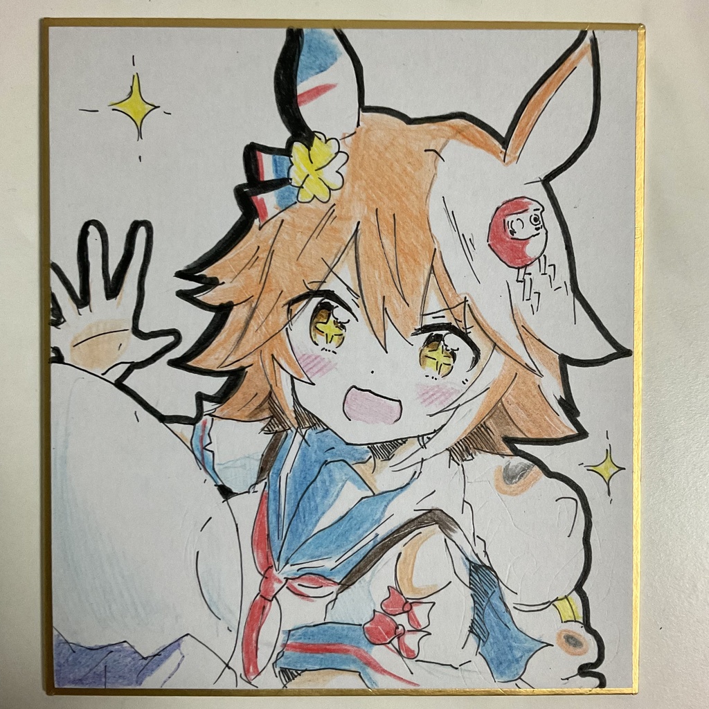 ウマ娘　マチカネフクキタル　手描きイラスト色紙