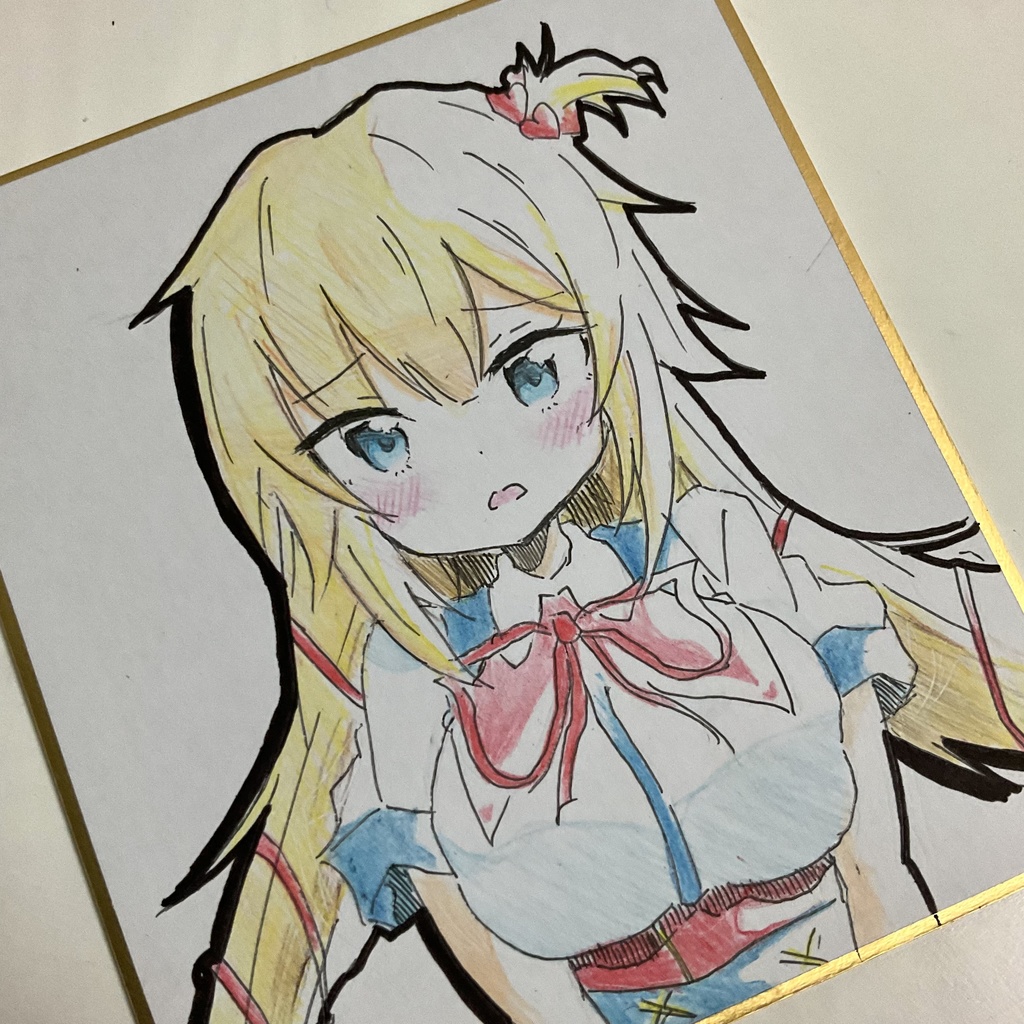 Sample手描きイラスト 水彩画 原画 赤色の女の子 A4