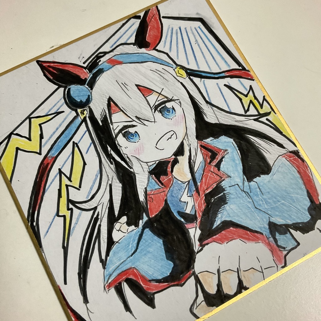 ウマ娘 タマモクロス 手描きイラスト色紙 - りゅーしょっぷ - BOOTH
