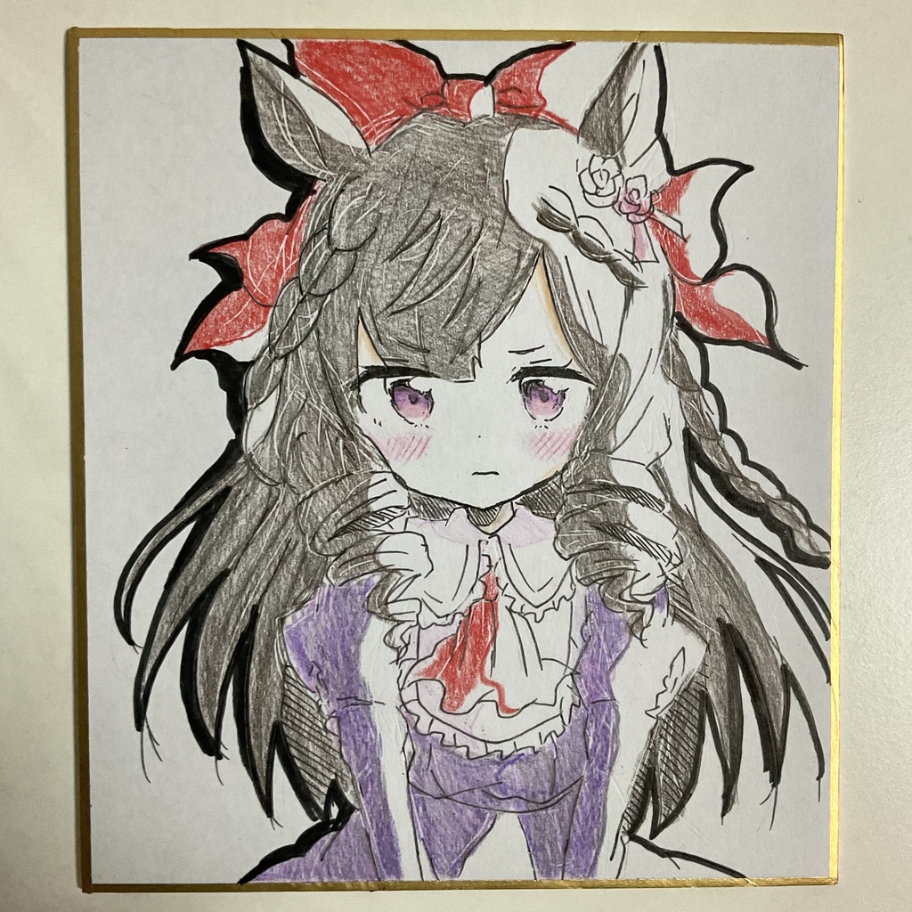 ウマ娘　ダイイチルビー　手描きイラスト色紙