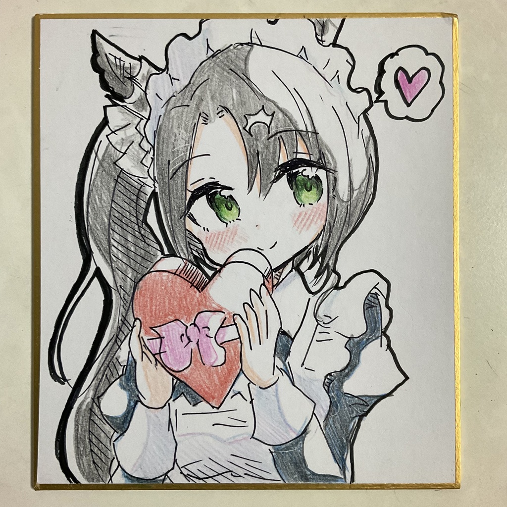 ウマ娘　サトノクラウン　手描きイラスト色紙
