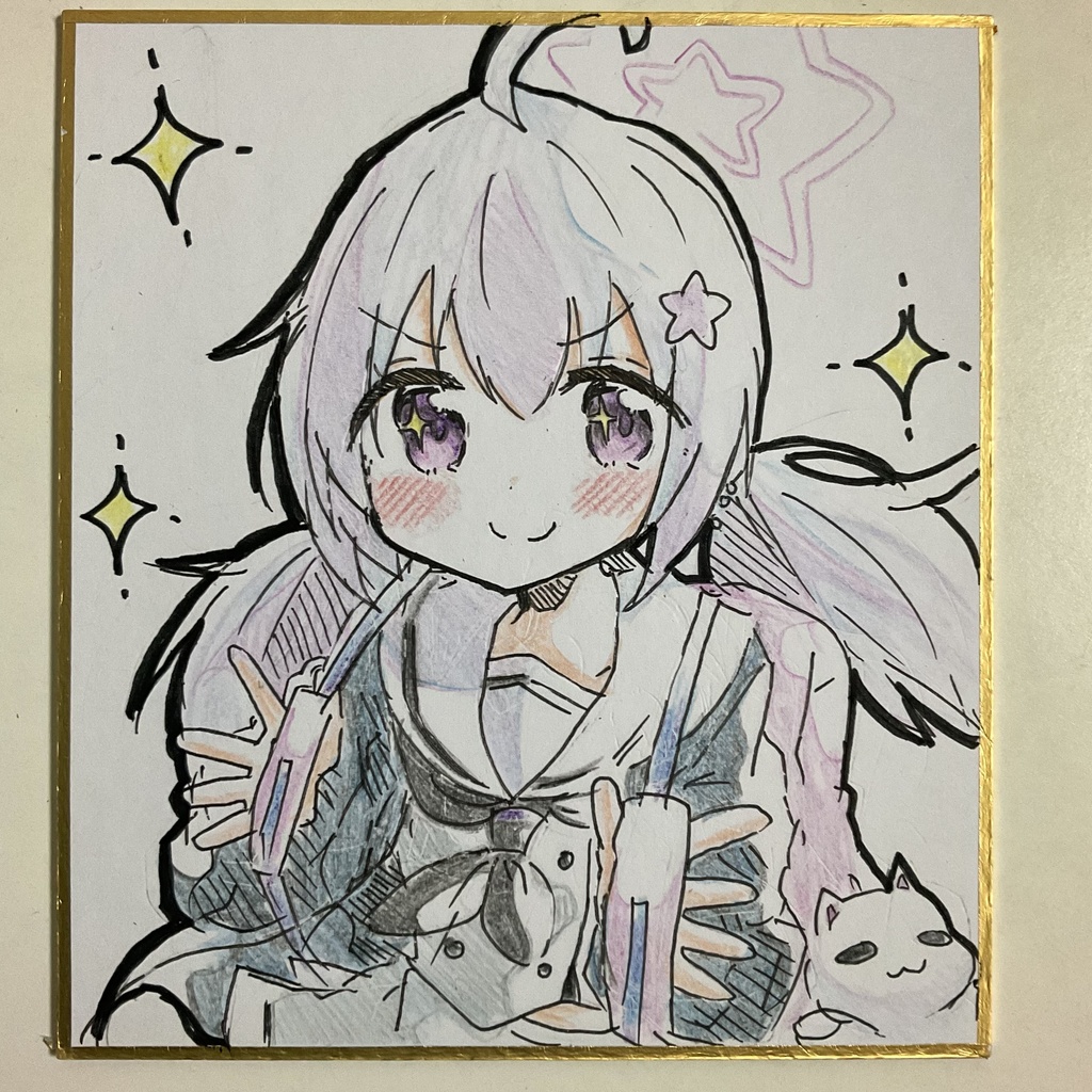 ブルアカ　レイサ　手描きイラスト色紙