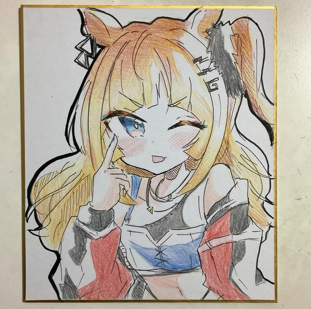 ウマ娘　エスポワールシチー　手描きイラスト色紙　中サイズ