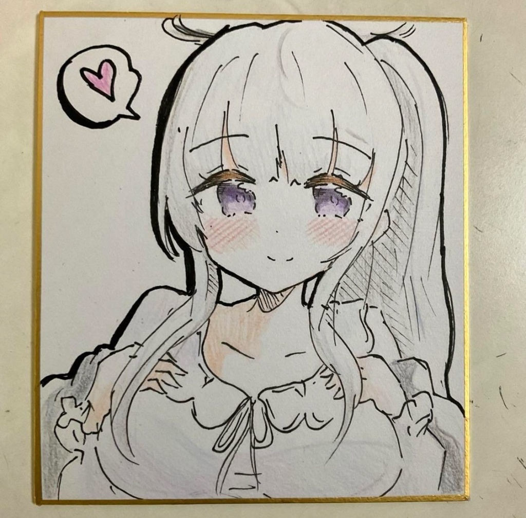 ブルーアーカイブ　ノア　手描きイラスト色紙