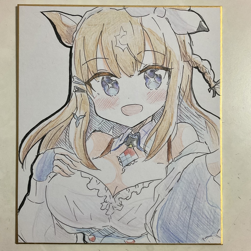 ウマ娘　アーモンドアイ　手描きイラスト色紙　中サイズ
