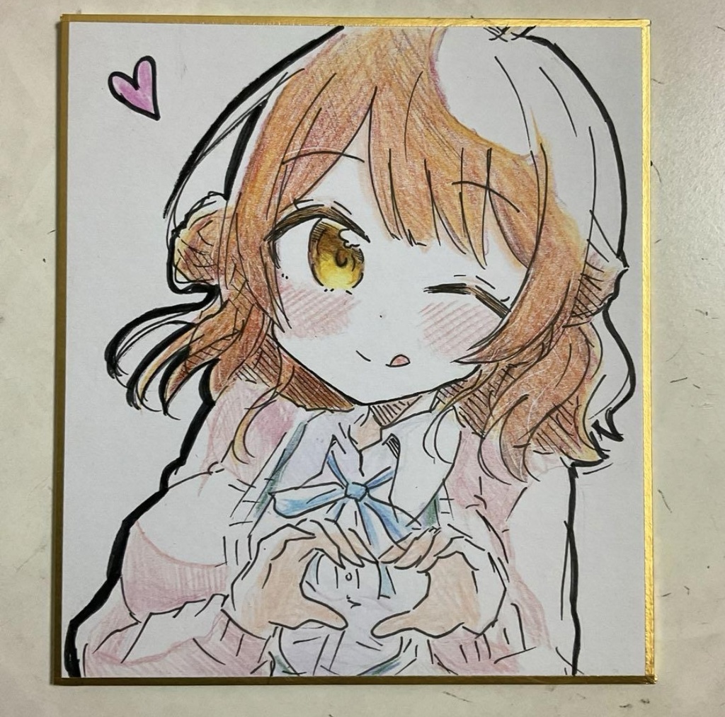 学園アイドルマスター　花海佑芽　手描きイラスト色紙