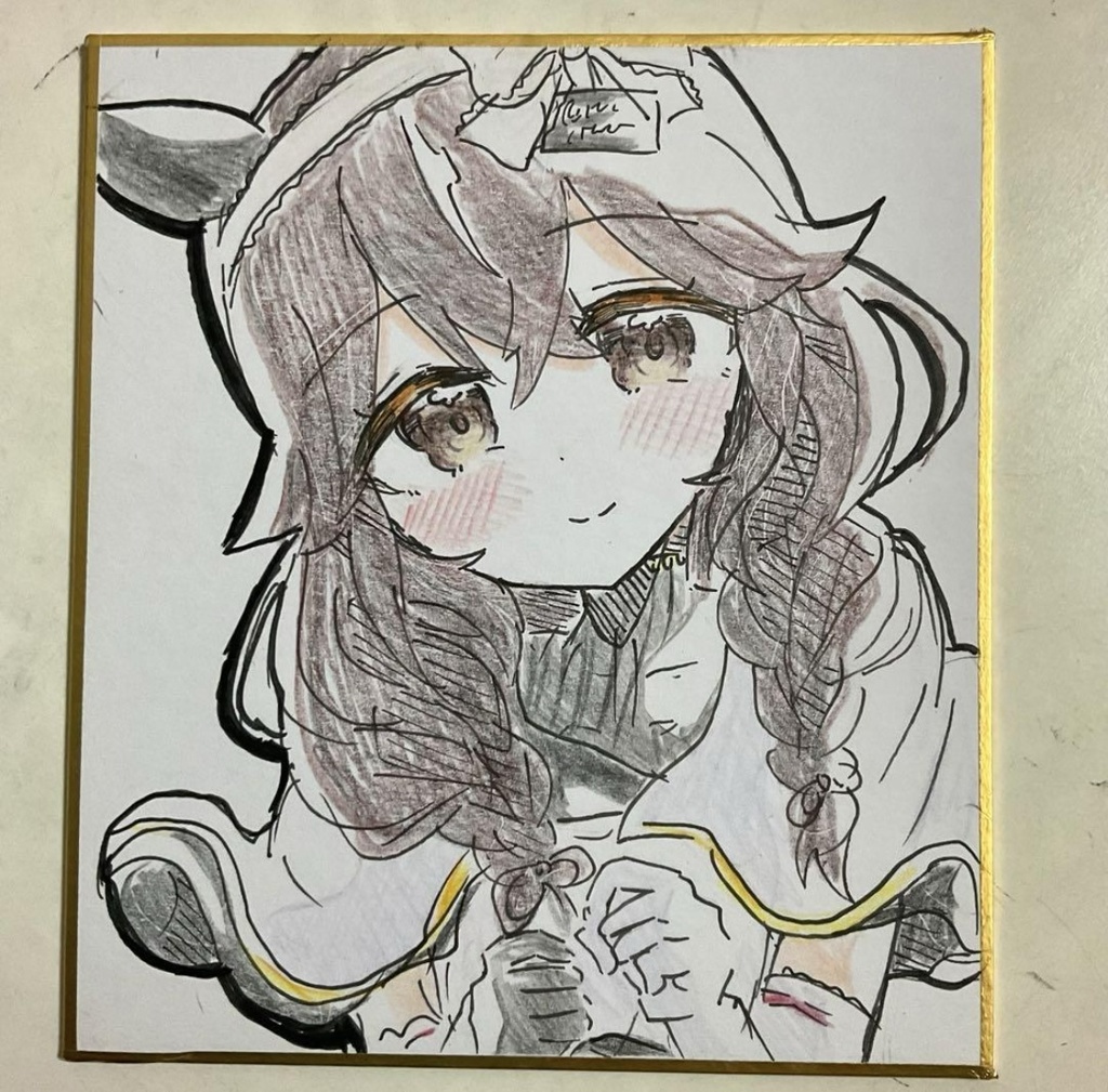 ウマ娘　カレンブーケドール　手描きイラスト色紙