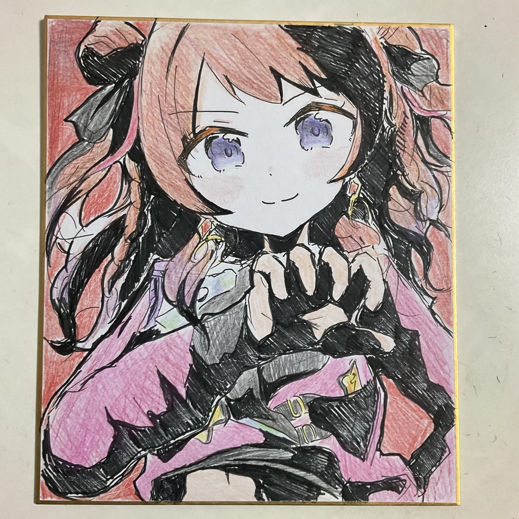 学園アイドルマスター　花海咲季　手描きイラスト色紙　中サイズ