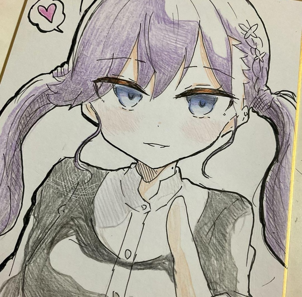 手書きイラスト 学園アイドルマスター 賀陽燐羽 手描きイラスト色紙 中サイズ