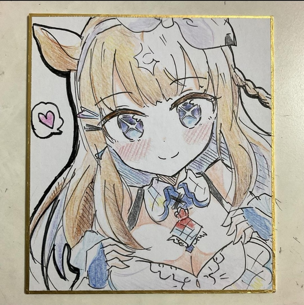 ウマ娘　アーモンドアイ　手描きイラスト色紙