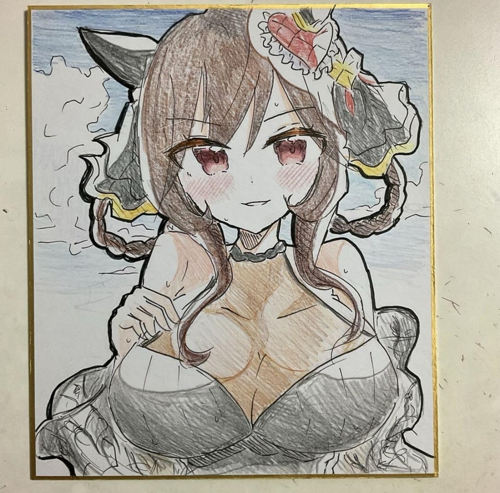 ウマ娘　ジェンティルドンナ　手描きイラスト色紙　中サイズ