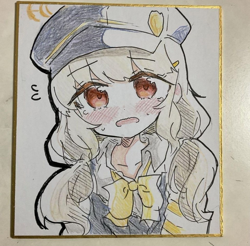 ブルーアーカイブ　アオバ　手描きイラスト色紙