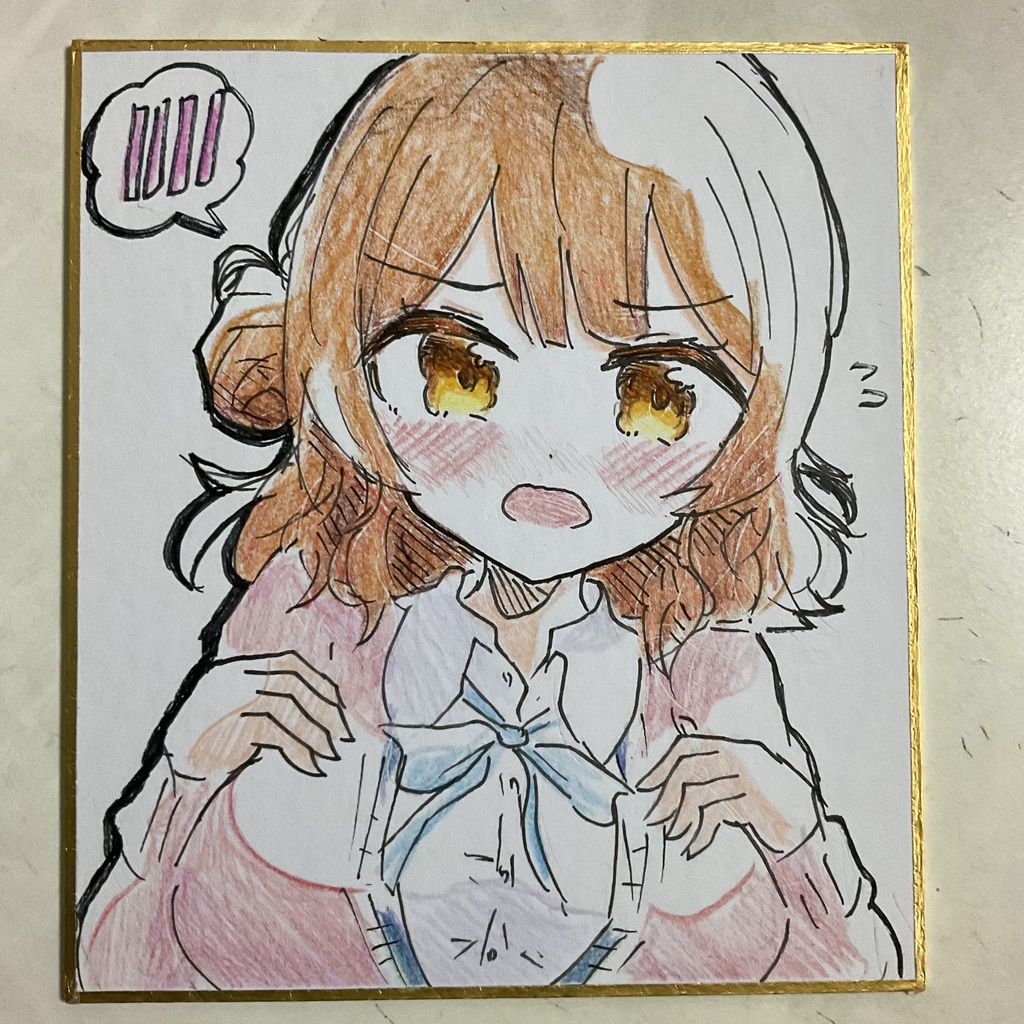 学園アイドルマスター　花海佑芽 手描きイラスト色紙