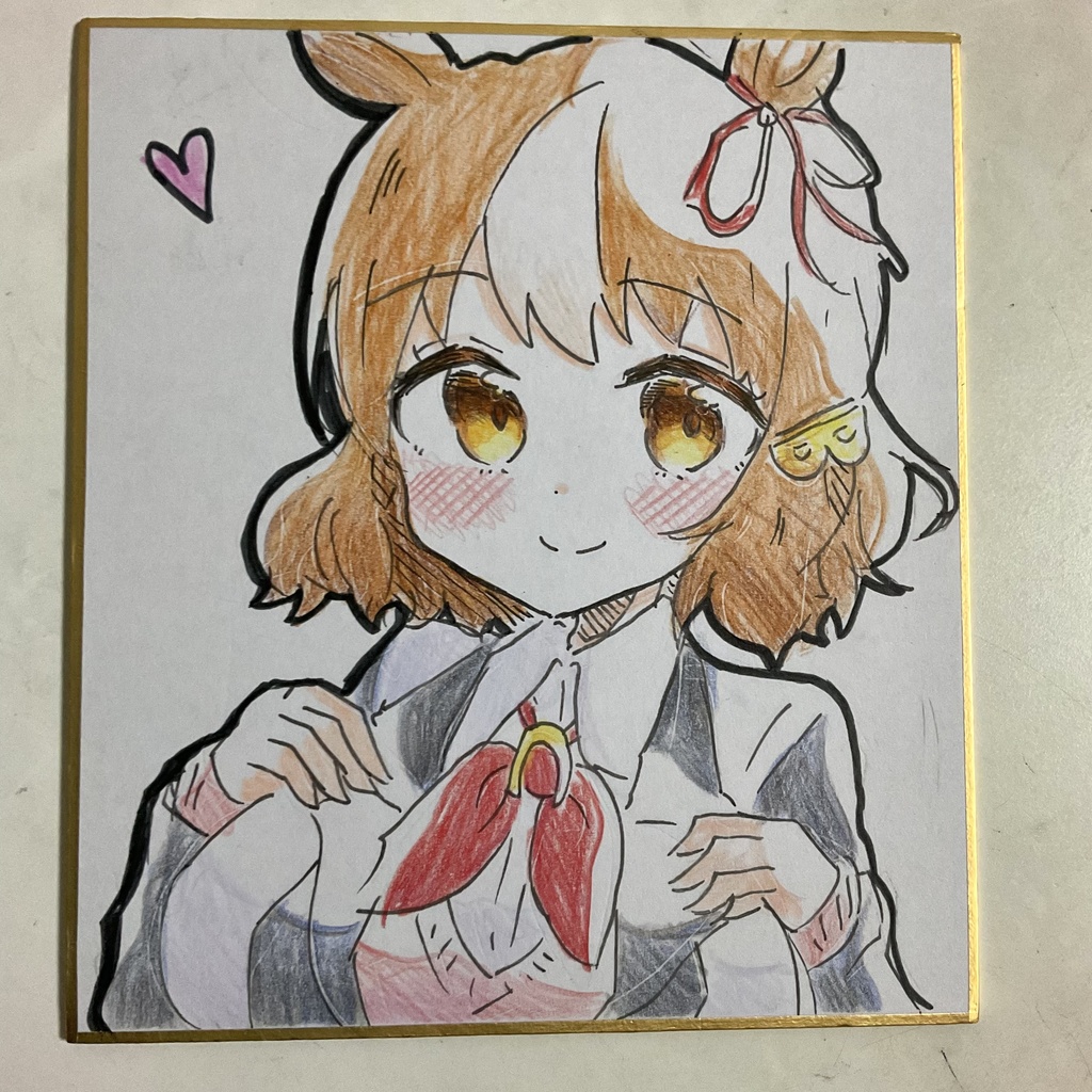 ウマ娘　ベルノライト　手描きイラスト色紙