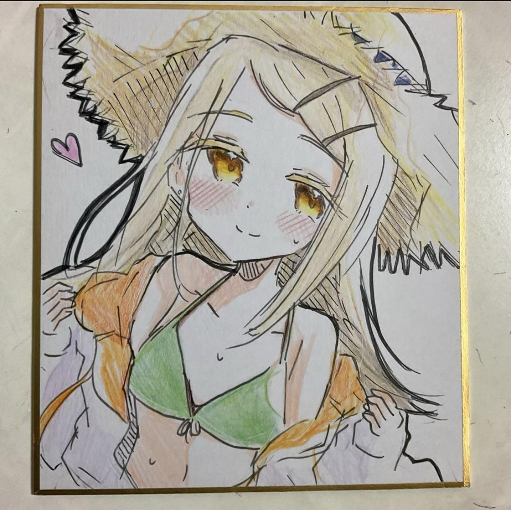 学園アイドルマスター　篠澤広　手描きイラスト色紙