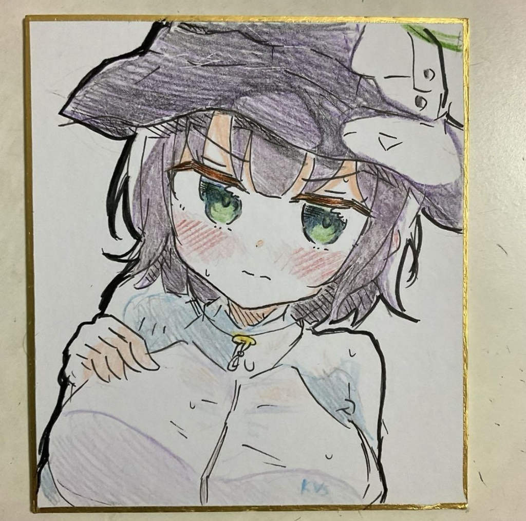 ブルーアーカイブ　サキ　手描きイラスト色紙