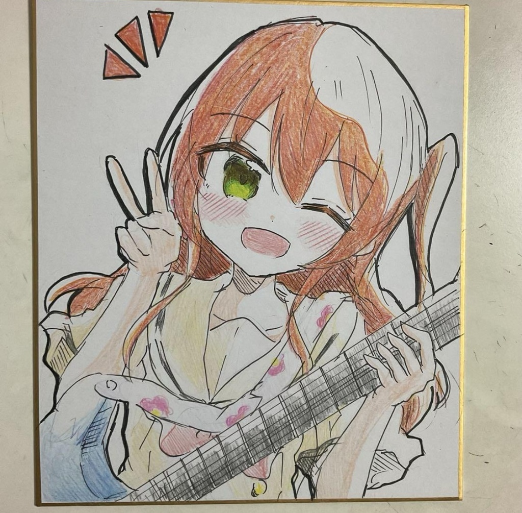 ぼっち・ざ・ろっく！　喜多郁代　手描きイラスト色紙　中サイズ