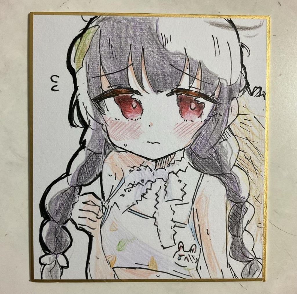 ブルーアーカイブ　ミユ　手描きイラスト色紙