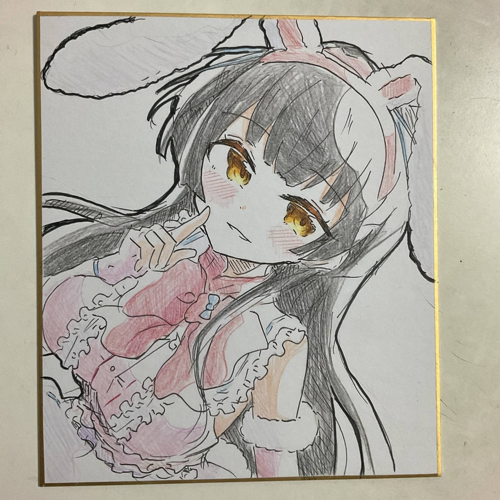アイドルマスターシャイニーカラーズ　黛冬優子　手描きイラスト色紙　中サイズ