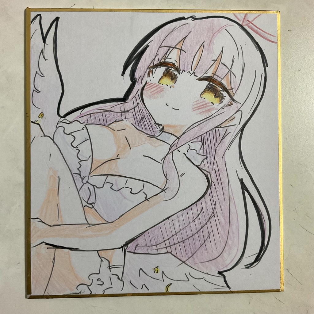 ブルーアーカイブ　ミカ　手描きイラスト色紙