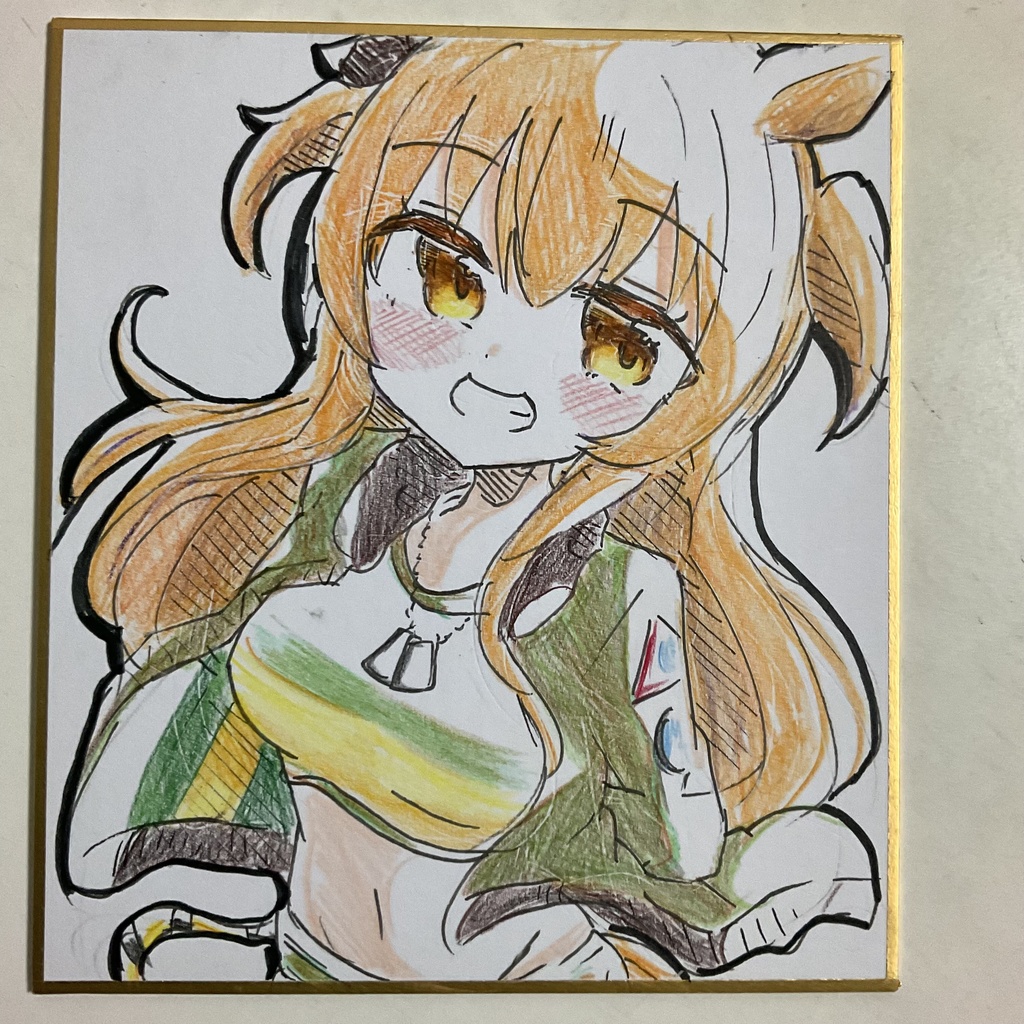 ウマ娘　マヤノトップガン　手描きイラスト色紙