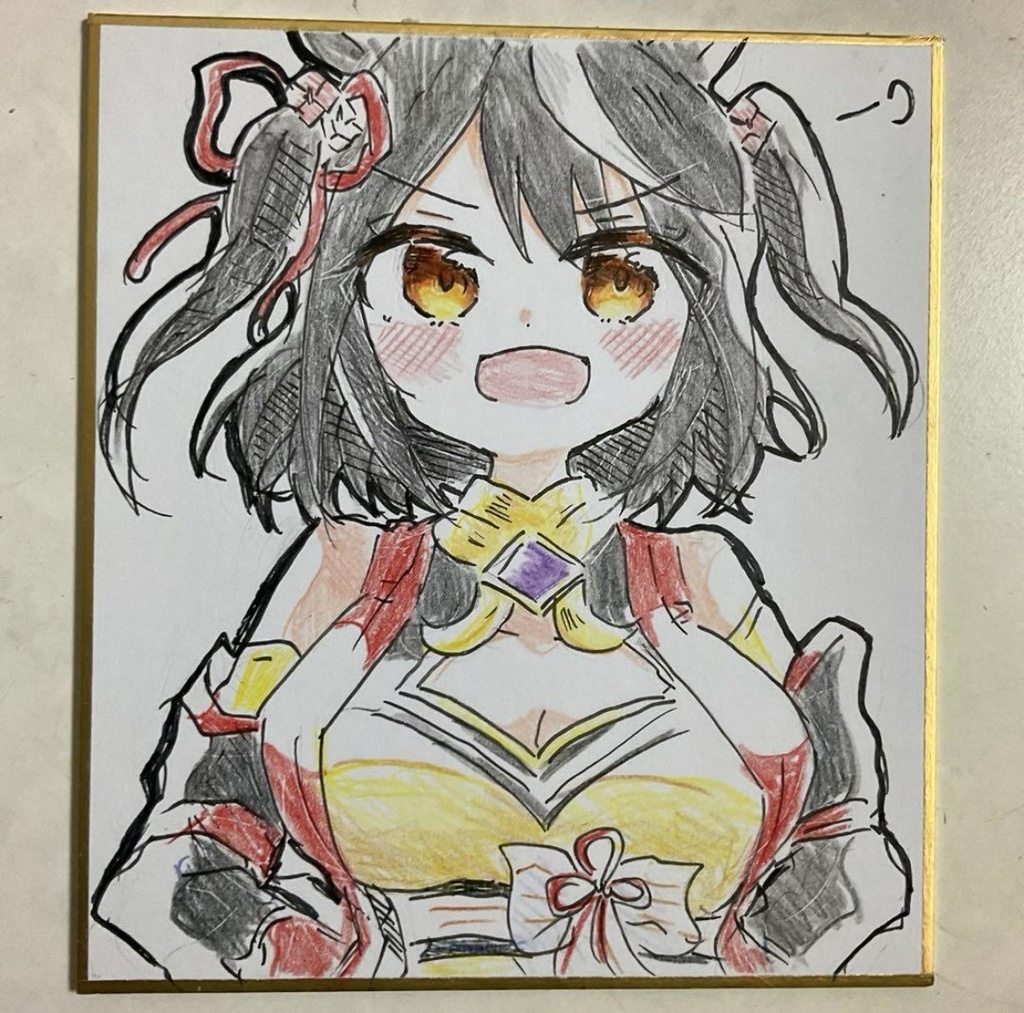 ウマ娘　キタサンブラック　手描きイラスト色紙
