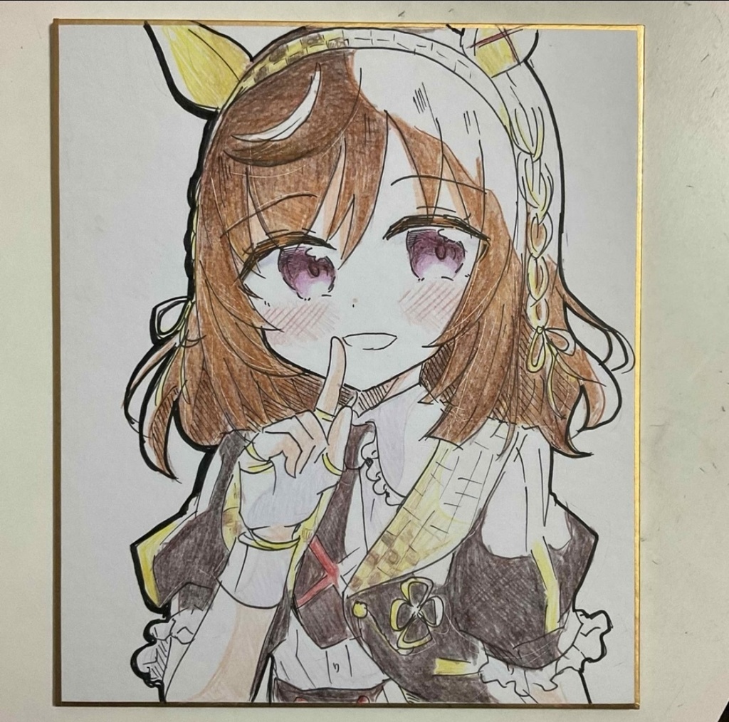 ウマ娘　ブエナビスタ　手描きイラスト色紙　中サイズ