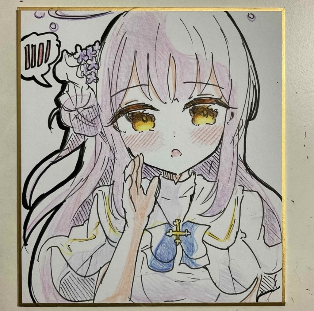 ブルーアーカイブ　ミカ　手描きイラスト色紙