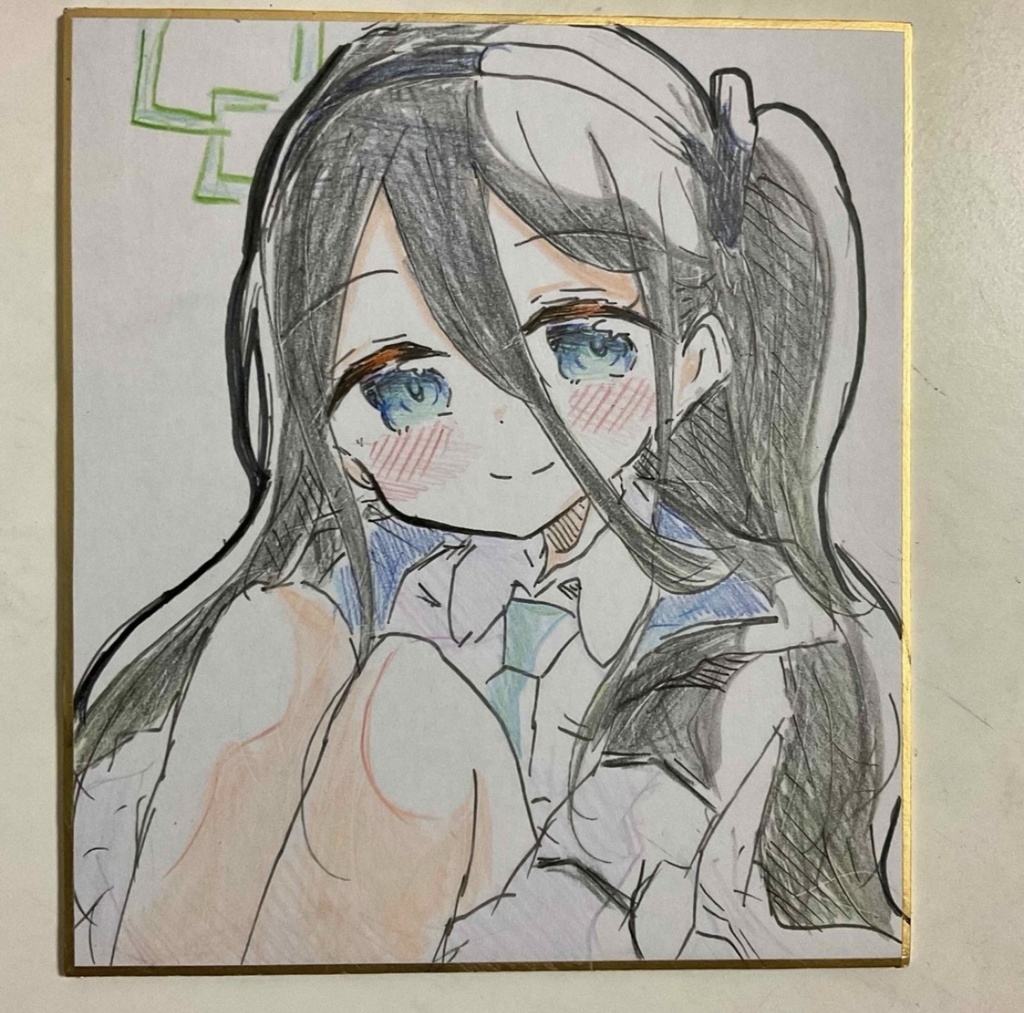 ブルーアーカイブ　アリス　手描きイラスト色紙