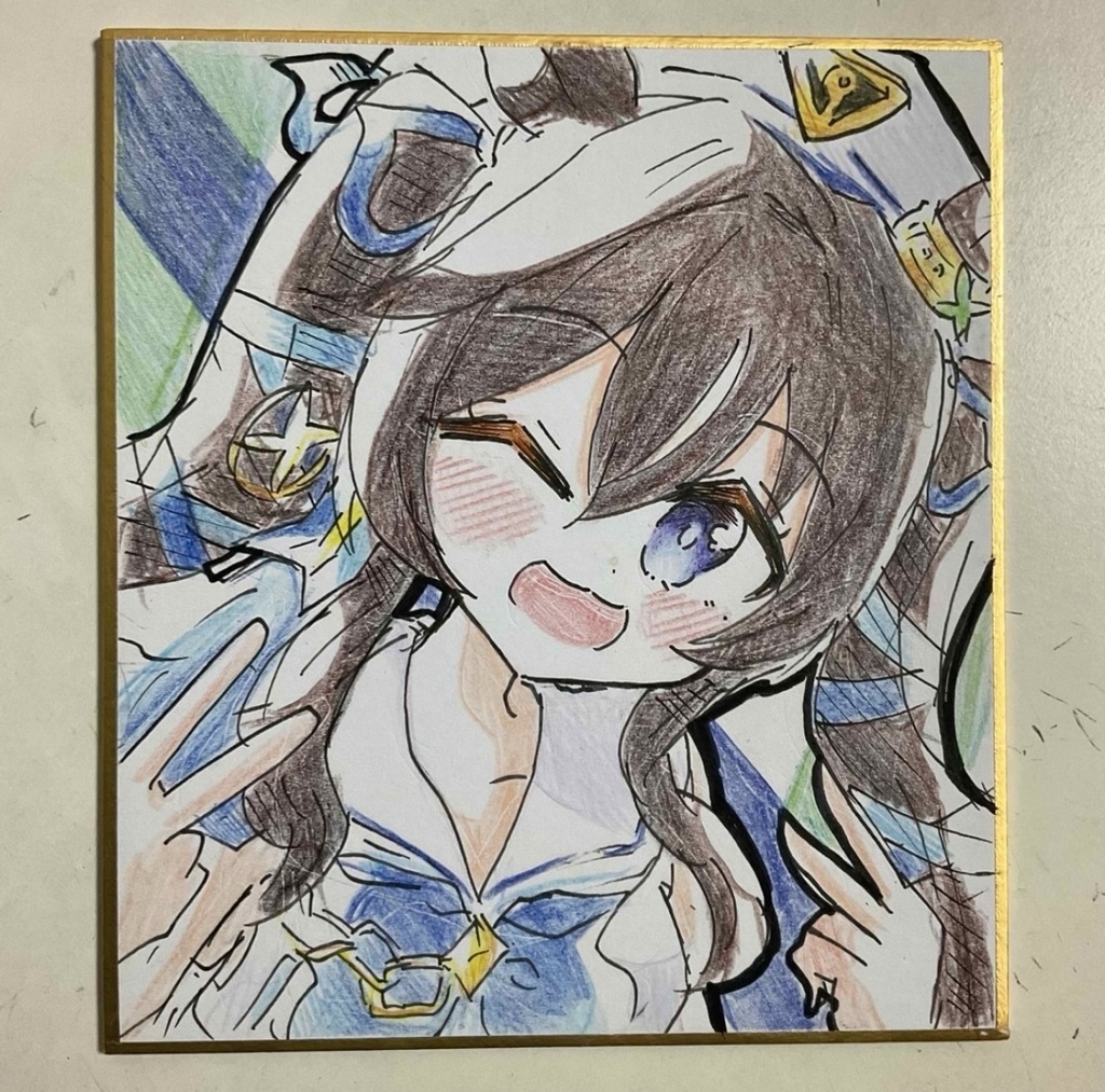 ウマ娘　ヴィブロス　手描きイラスト色紙