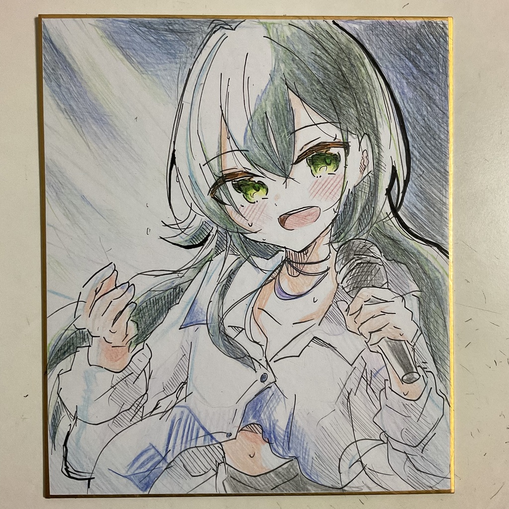 学園アイドルマスター　月村手毬　手描きイラスト色紙　中サイズ