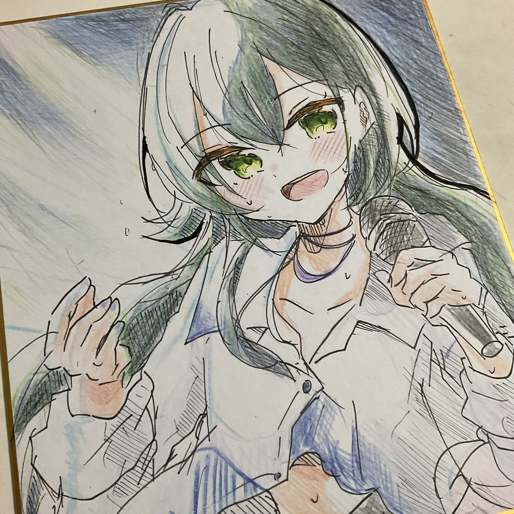 学園アイドルマスター 月村手毬 手描きイラスト色紙 中サイズ