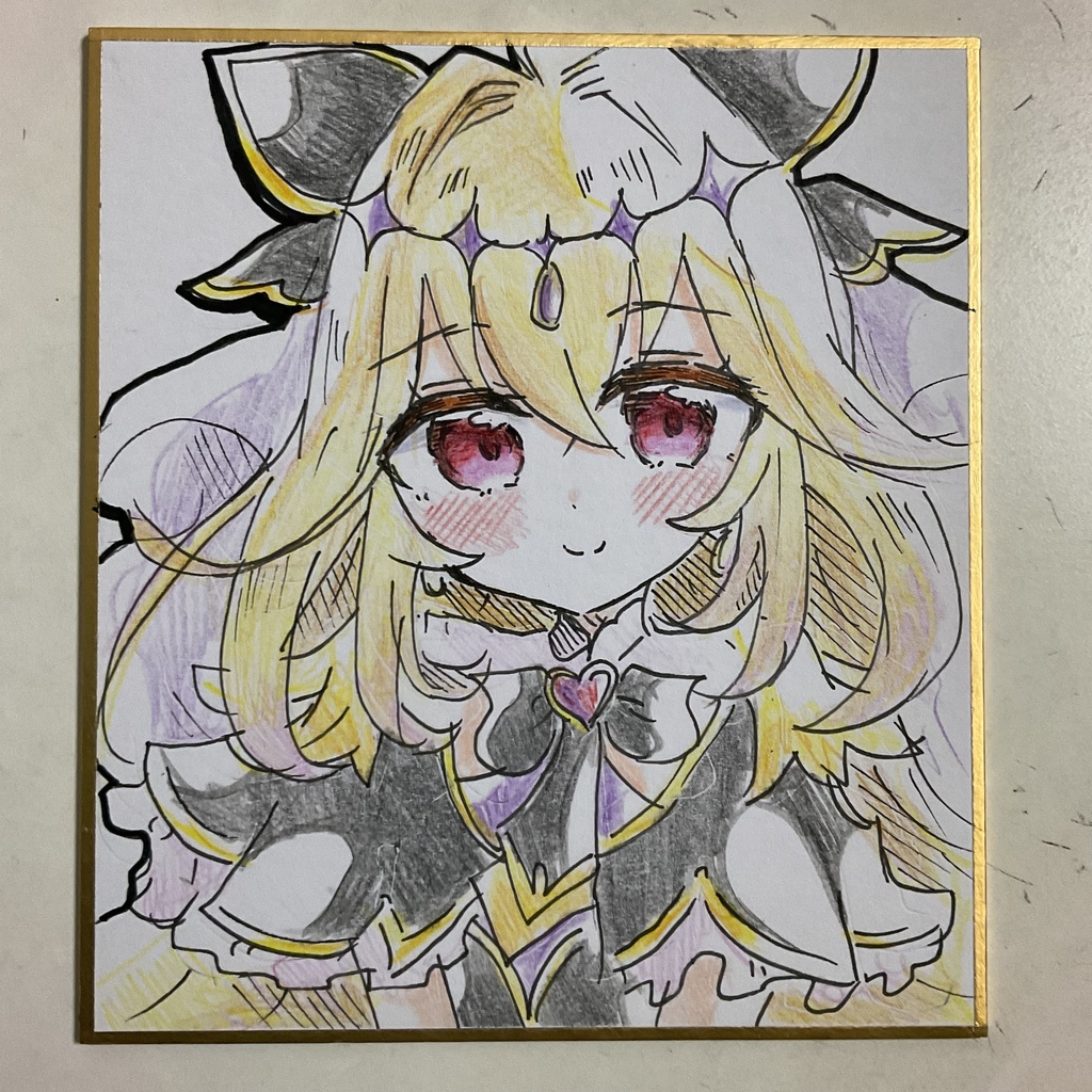 名探偵プリキュア　キュアアルカナ・シャドウ　手描きイラスト色紙