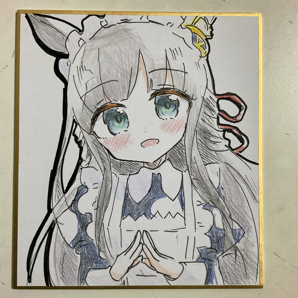 ウマ娘　クロノジェネシス　手描きイラスト色紙