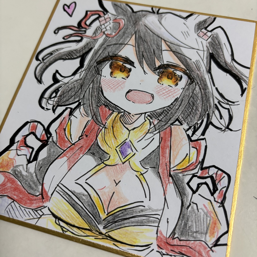 ウマ娘 キタサンブラック 手描きイラスト色紙 - りゅーしょっぷ - BOOTH