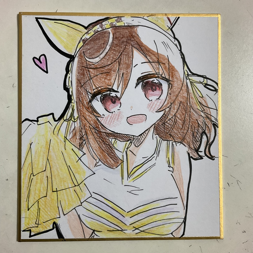 ウマ娘　ブエナビスタ　手描きイラスト色紙