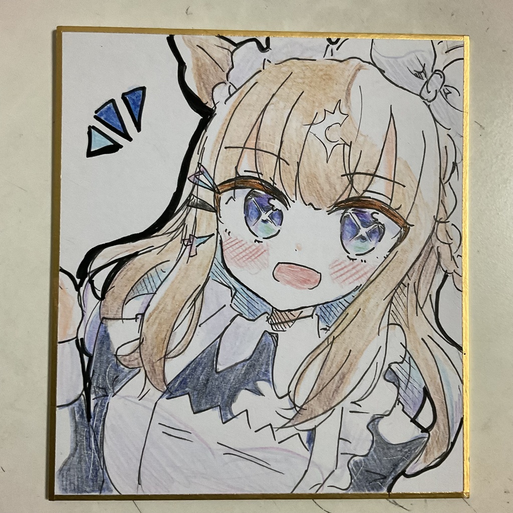 ウマ娘　アーモンドアイ　手描きイラスト色紙