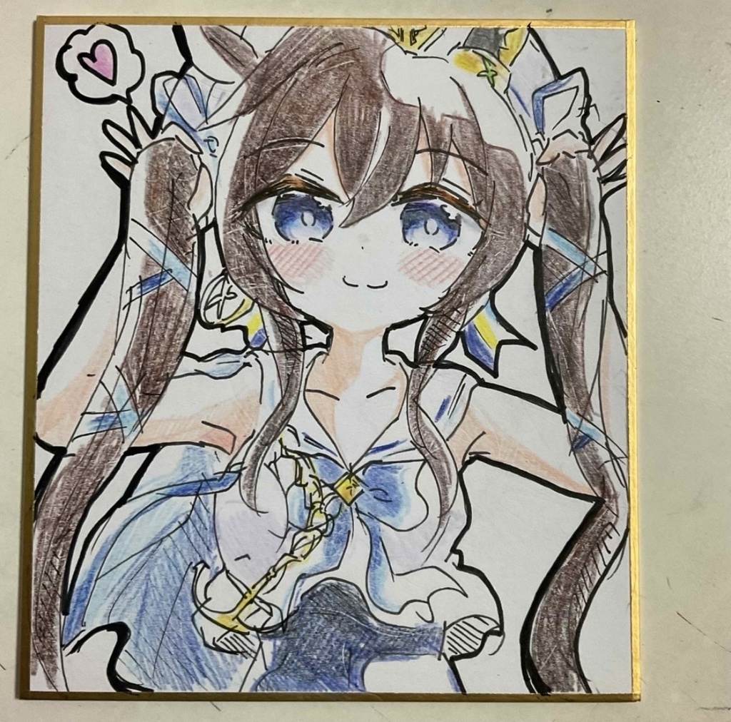 ウマ娘　ヴィブロス　手描きイラスト色紙