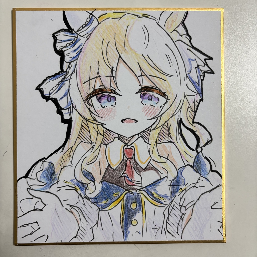 ウマ娘　ヴィクトワールピサ　手描きイラスト色紙