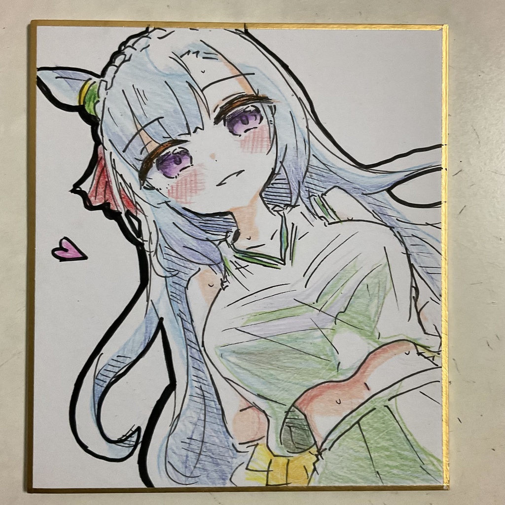 ウマ娘　メジロアルダン　手描きイラスト色紙