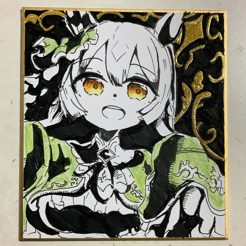 ウマ娘　サトノダイヤモンド　金箔押し手描きイラスト色紙