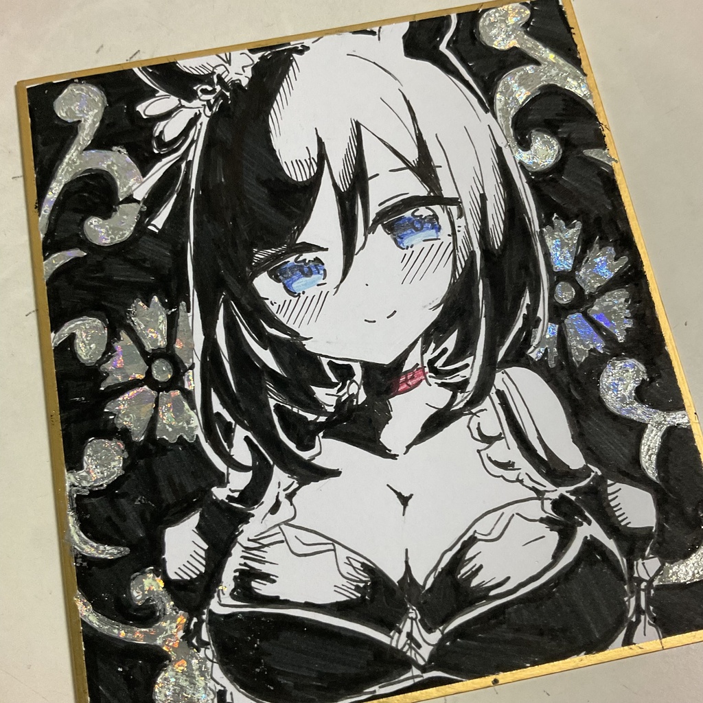 ウマ娘 エイシンフラッシュ ホログラム押し手描きイラスト色紙