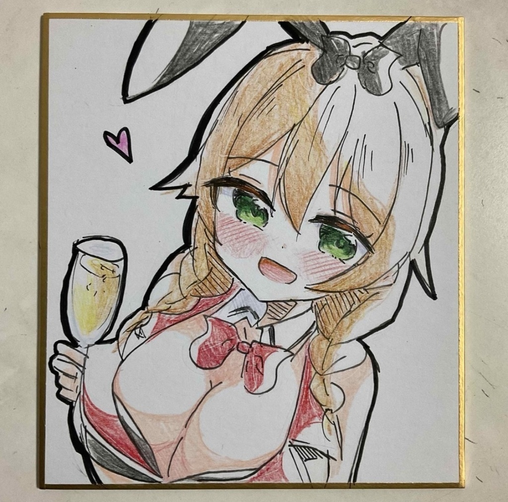 バニーガーデン　花奈　手描きイラスト色紙