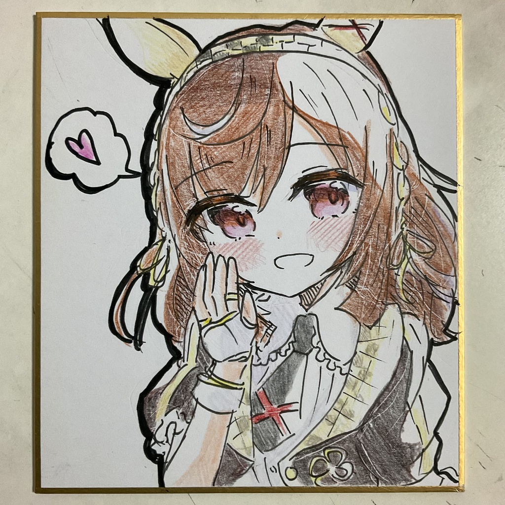 ウマ娘　ブエナビスタ　手描きイラスト色紙