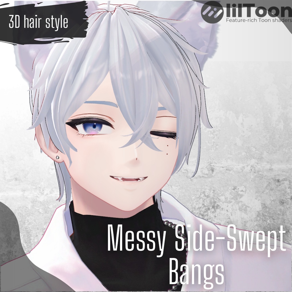 【6アバター対応】Messy Side-Swept Bangs【VRchat想定】